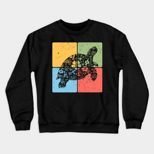 Tortoise Silhouette Slow and Steady Minimalist Art Crewneck Sweatshirt