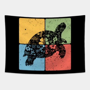 Tortoise Silhouette Slow and Steady Minimalist Art Tapestry