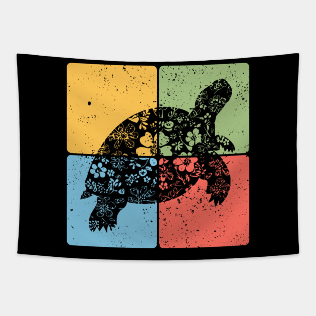 Tortoise Silhouette Slow and Steady Minimalist Art Tapestry by TuncGK