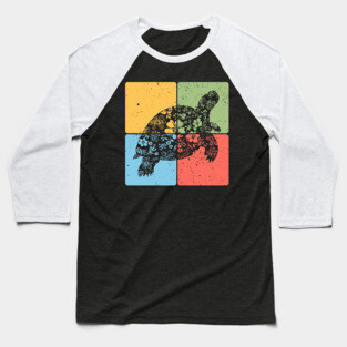 Tortoise Silhouette Slow and Steady Minimalist Art Baseball T-Shirt