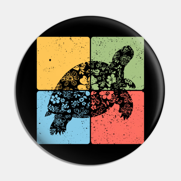 Tortoise Silhouette Slow and Steady Minimalist Art Pin by TuncGK