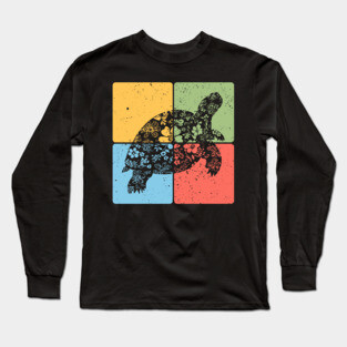 Tortoise Silhouette Slow and Steady Minimalist Art Long Sleeve T-Shirt