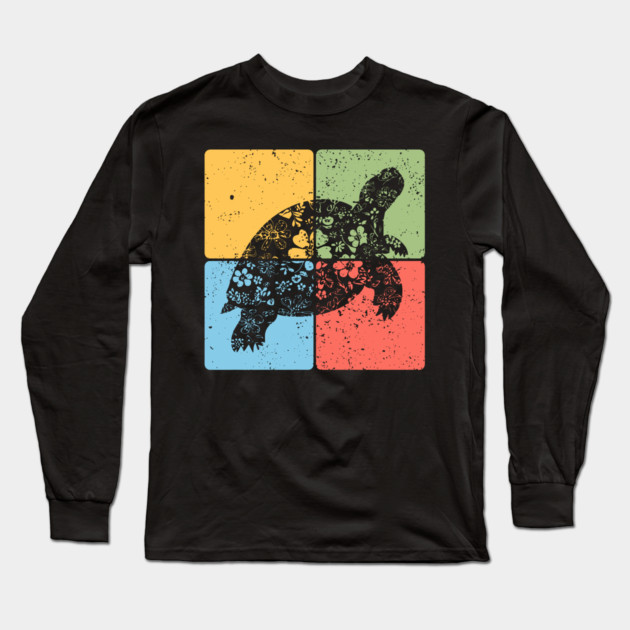 Tortoise Silhouette Slow and Steady Minimalist Art Long Sleeve T-Shirt by TuncGK