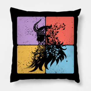 Viking Warrior Silhouette Norse Mythology Art Pillow