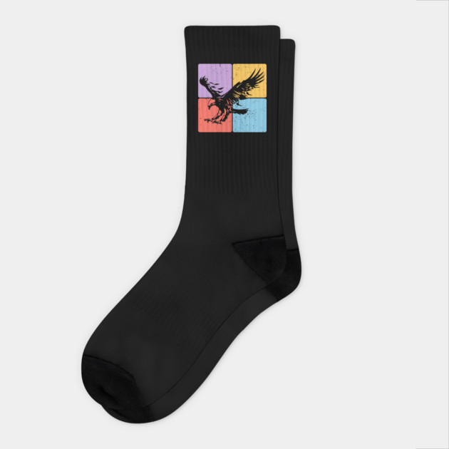 Eagle Silhouette Powerful Wildlife and Freedom Art Socks by TuncGK