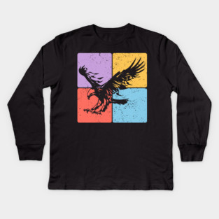 Eagle Silhouette Powerful Wildlife and Freedom Art Kids Long Sleeve T-Shirt