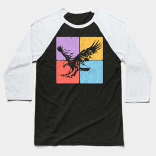 Eagle Silhouette Powerful Wildlife and Freedom Art Baseball T-Shirt