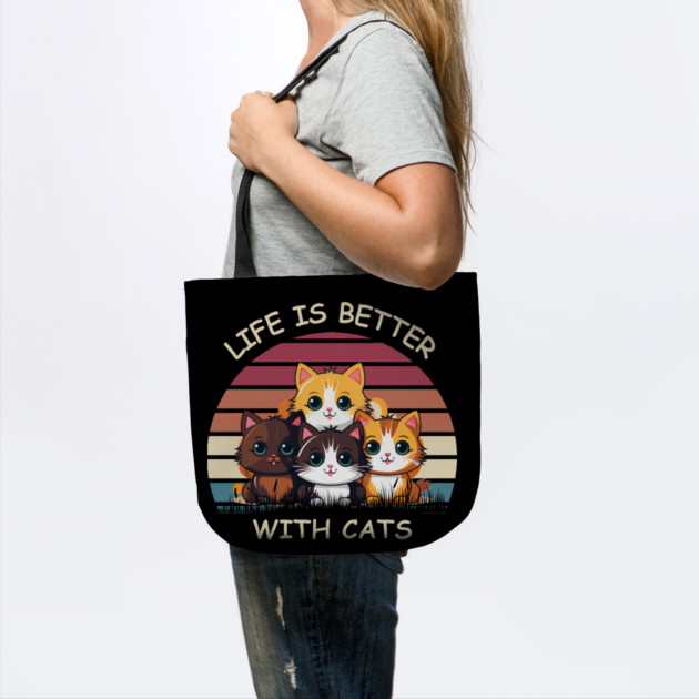 Life Is Better With Cats - Cute Kittens Retro T-Shirt by Premachandra's Store