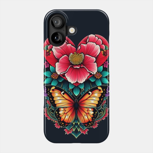 Butterfly Rose Heart Tattoo Phone Case by animegirlnft