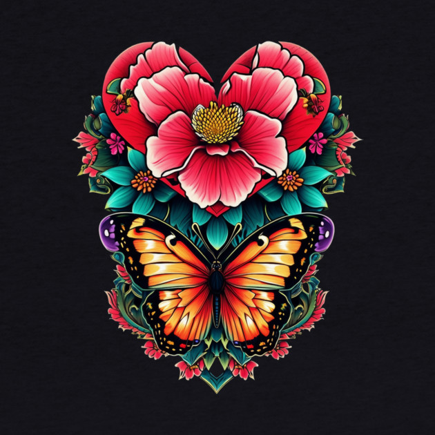 Butterfly Rose Heart Tattoo by animegirlnft