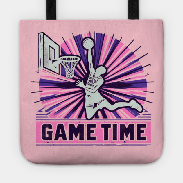 Vintage Basketball Dunk – Game Time Retro Sports Design Tote by Ben's Store 1