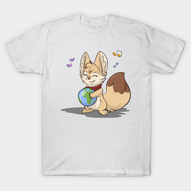 Fennec Fox with Earth T-Shirt by Fennek