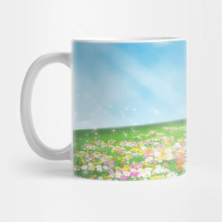 Fennec Fox Girl on a Flower Field Mug
