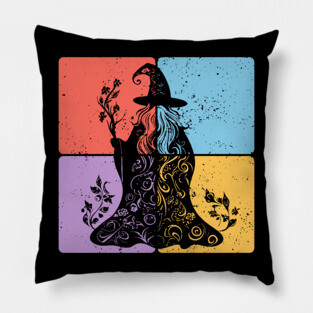 Mystical Wizard Silhouette Fantasy Art Pillow