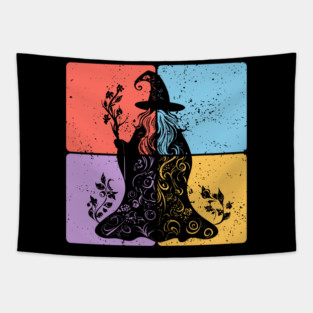 Mystical Wizard Silhouette Fantasy Art Tapestry