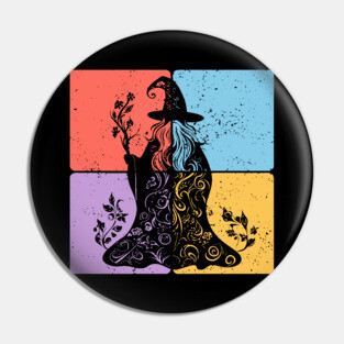 Mystical Wizard Silhouette Fantasy Art Pin