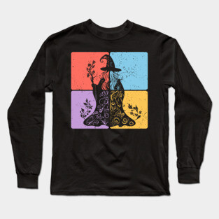 Mystical Wizard Silhouette Fantasy Art Long Sleeve T-Shirt