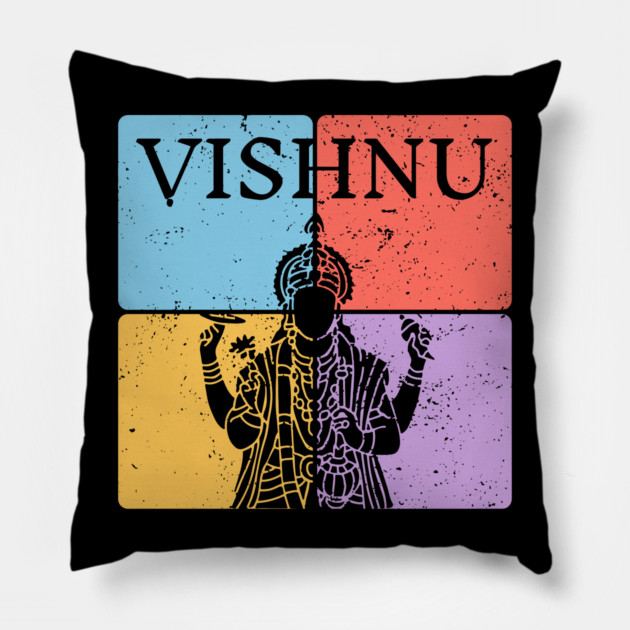 Vishnu Hindu God Silhouette Sacred Art Pillow by TuncGK