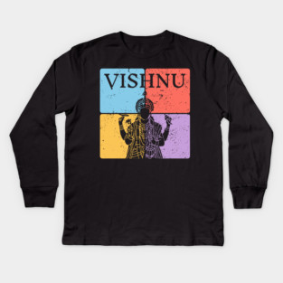 Vishnu Hindu God Silhouette Sacred Art Kids Long Sleeve T-Shirt