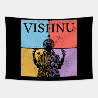 Vishnu Hindu God Silhouette Sacred Art Tapestry
