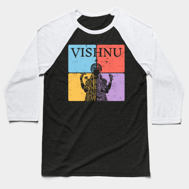 Vishnu Hindu God Silhouette Sacred Art Baseball T-Shirt by TuncGK
