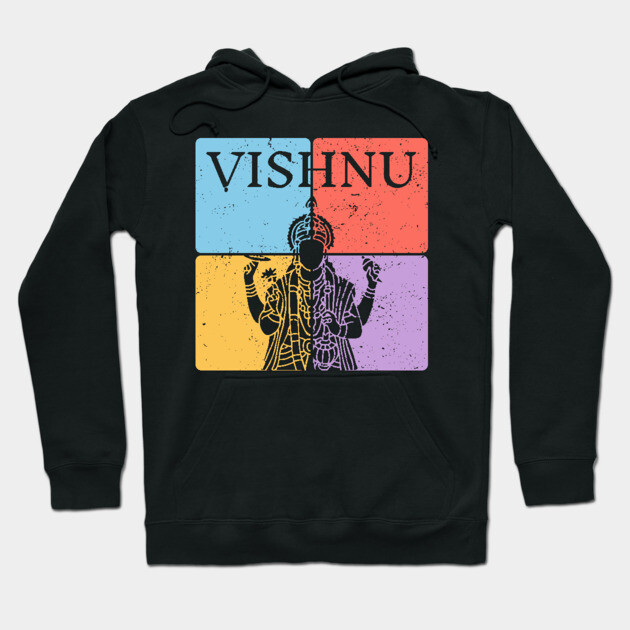 Vishnu Hindu God Silhouette Sacred Art Hoodie by TuncGK