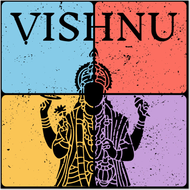 Vishnu Hindu God Silhouette Sacred Art Wall Art by TuncGK