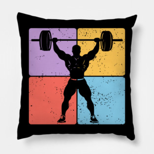 Strong Weightlifter Silhouette Gym Motivation Art Pillow