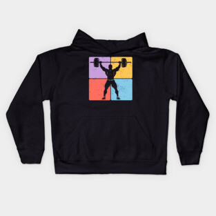 Strong Weightlifter Silhouette Gym Motivation Art Kids Hoodie