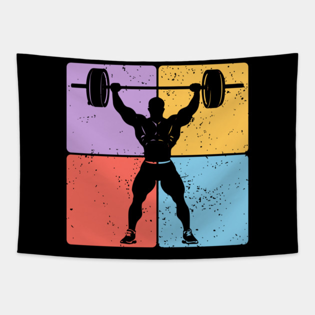 Strong Weightlifter Silhouette Gym Motivation Art Tapestry by TuncGK