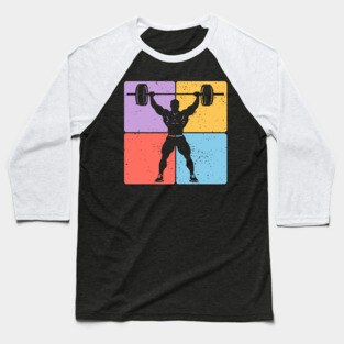Strong Weightlifter Silhouette Gym Motivation Art Baseball T-Shirt