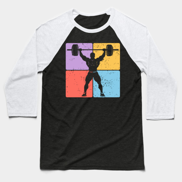Strong Weightlifter Silhouette Gym Motivation Art Baseball T-Shirt by TuncGK