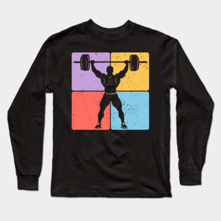 Strong Weightlifter Silhouette Gym Motivation Art Long Sleeve T-Shirt