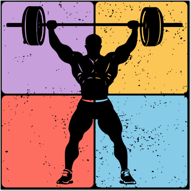 Strong Weightlifter Silhouette Gym Motivation Art Wall Art by TuncGK