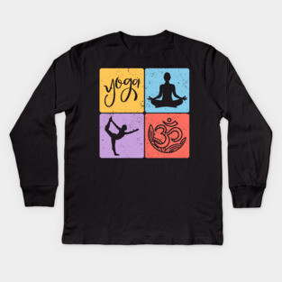Yoga Mosaic Spiritual Balance and Meditation Art Kids Long Sleeve T-Shirt