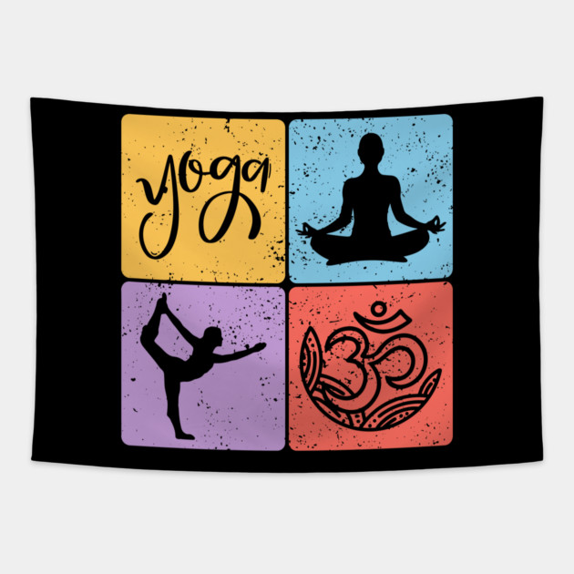 Yoga Mosaic Spiritual Balance and Meditation Art Tapestry by TuncGK