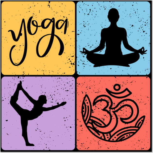 Yoga Mosaic Spiritual Balance and Meditation Art Wall Art by TuncGK