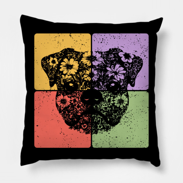 Pug Dog Silhouette Adorable Pet Art Pillow by TuncGK
