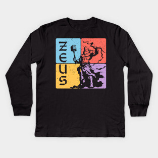Zeus Greek God of Thunder Mythology Art Kids Long Sleeve T-Shirt