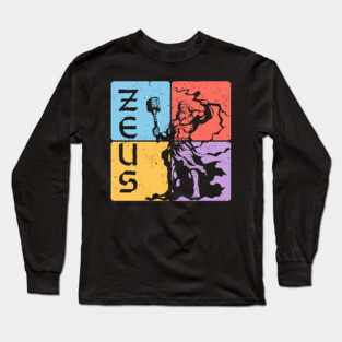 Zeus Greek God of Thunder Mythology Art Long Sleeve T-Shirt