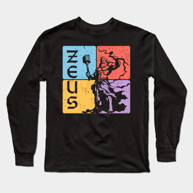 Zeus Greek God of Thunder Mythology Art Long Sleeve T-Shirt by TuncGK