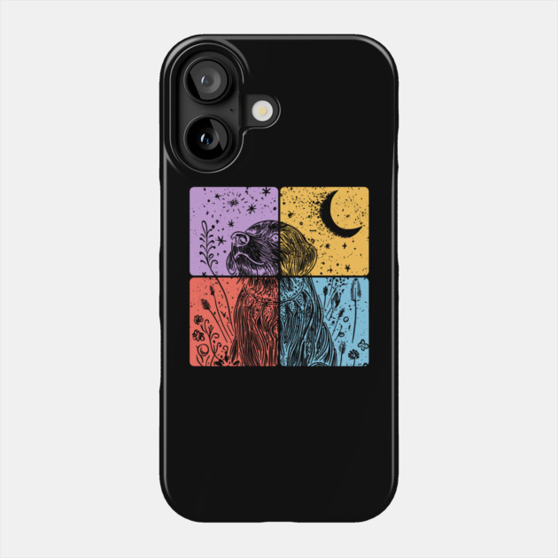 Floral Dog Silhouette Nighttime Artistic Pet Art Phone Case by TuncGK