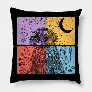 Floral Dog Silhouette Nighttime Artistic Pet Art Pillow
