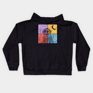 Floral Dog Silhouette Nighttime Artistic Pet Art Kids Hoodie