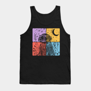 Floral Dog Silhouette Nighttime Artistic Pet Art Tank Top