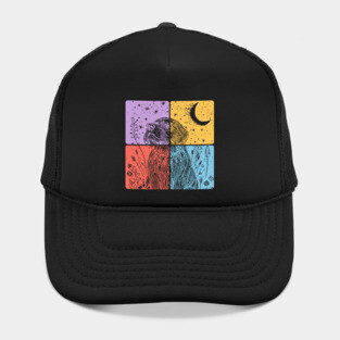 Floral Dog Silhouette Nighttime Artistic Pet Art Hat