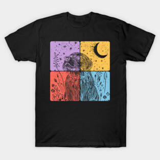 Floral Dog Silhouette Nighttime Artistic Pet Art T-Shirt