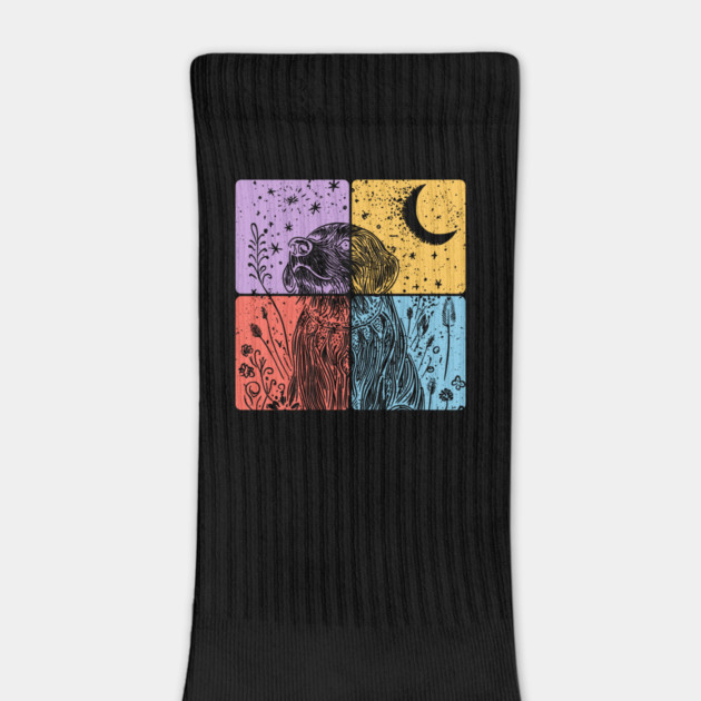 Floral Dog Silhouette Nighttime Artistic Pet Art by TuncGK