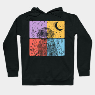 Floral Dog Silhouette Nighttime Artistic Pet Art Hoodie