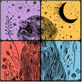 Floral Dog Silhouette Nighttime Artistic Pet Art Posters and Art